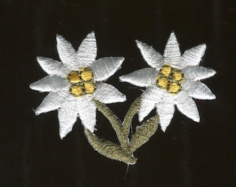 1 iron-on patch edelweiss flowers 32 x 45 mm