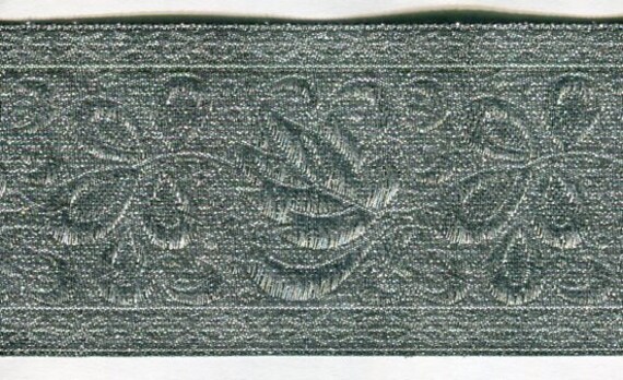 Trachtenborte Brokatborte silber 50 mm