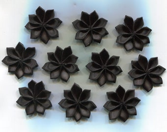 10 Aufnäh-Stoff-Blüten schwarz 30 mm