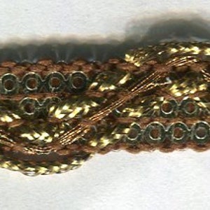Meterware Häkelborte mit Lurex braun + gold 10 mm
