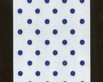 Band mit Punkten weiß mit blauen Punkten 40 mm SONDERBREITE