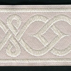 Meterware Jacquardborte beige + weiß 50 mm RESTBESTAND