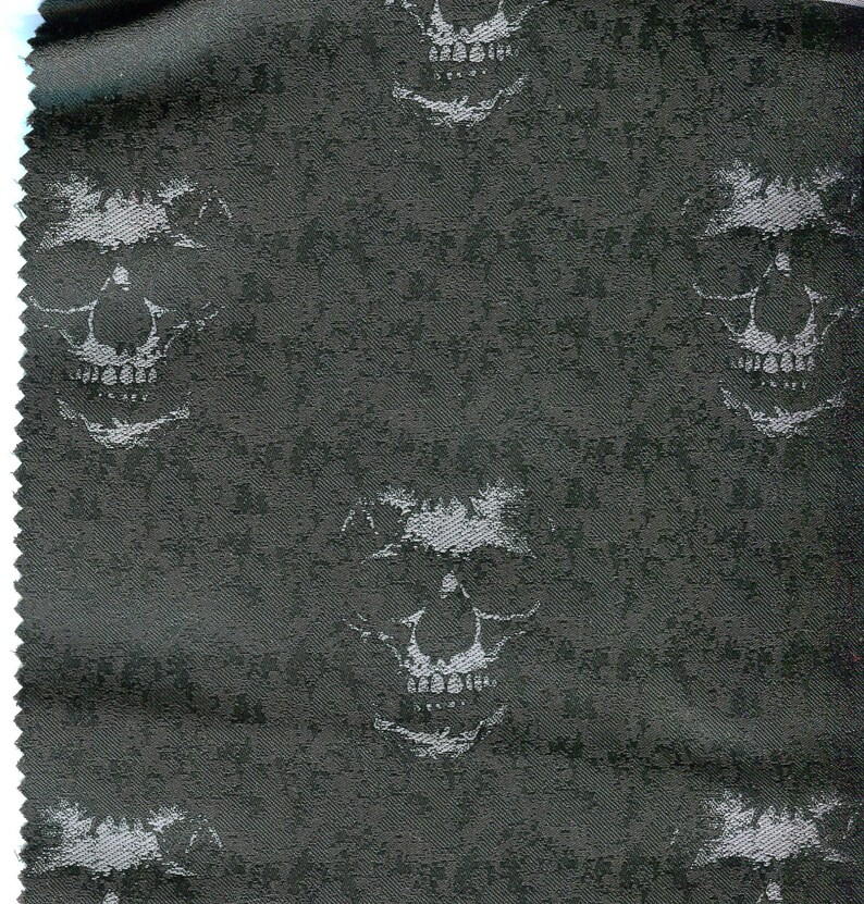 German jacquard fabric ghostly skull 50 mm black V2