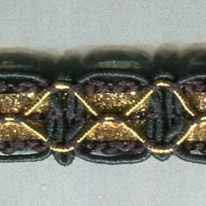 Meterware Häkelborte mit gold Lurex schwarz 10 mm