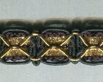 Crochet by the meter with gold Lurex black 10 mm