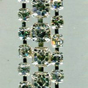 3-row rhinestone band, crystal and silver, 8 mm wide