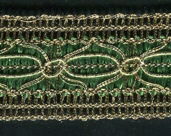 Brocade border Lurex border gold+green 28 mm