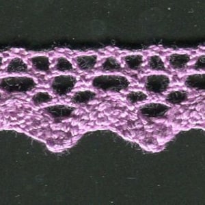 May include: Purple crochet trim with a delicate, scalloped edge. The trim features a repeating pattern of small, open circles.