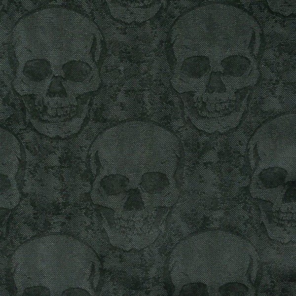 Tissu jacquard allemand "Skull" 50 mm noir