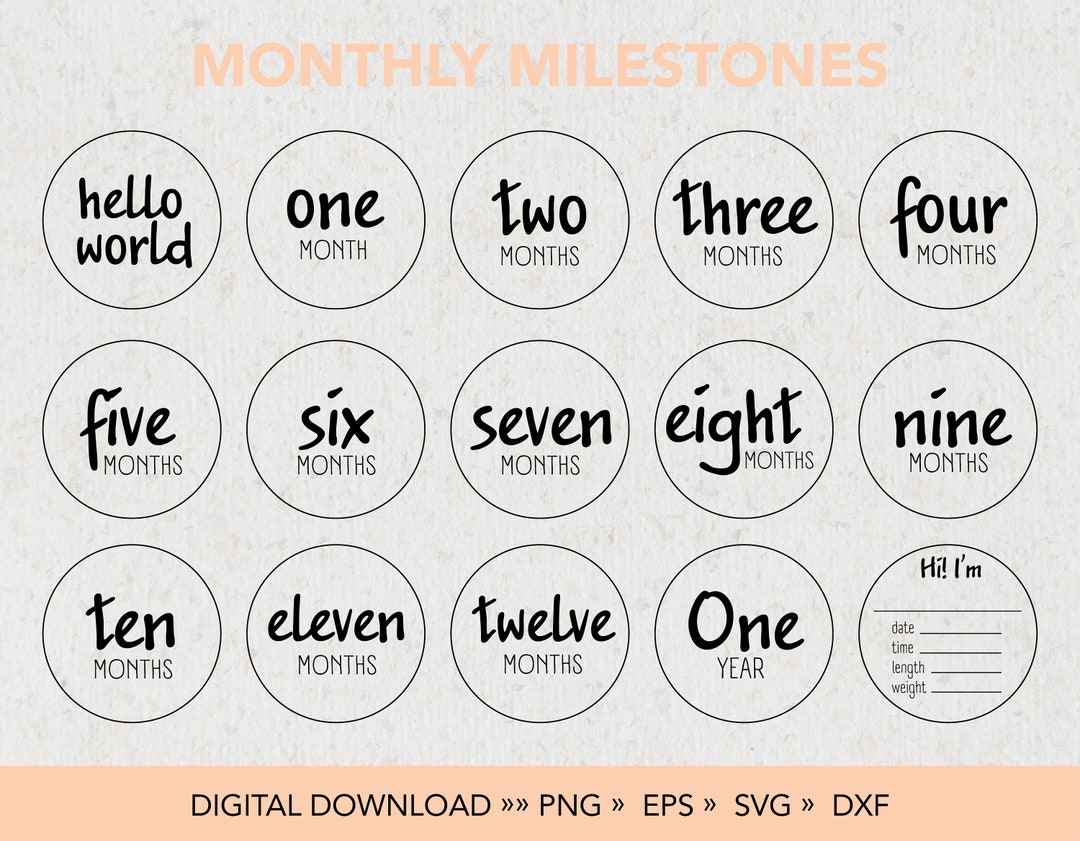 15 Baby Monthly Milestone SVG PNG DFX Eps Bundle, Glowforge Cricut ...
