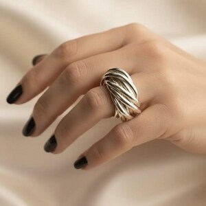 Bague Puzzle en Argent 925 Massif, Anneaux Entrelacés Mobiles, Bague Semainier Femme, Alliance Triple Jonc, Bijou Minimaliste, Cadeau Femme