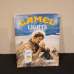 Vintage 1983 Camel Cigarette Tin Sign, Vintage R J Reynolds Cigarette Advertisement