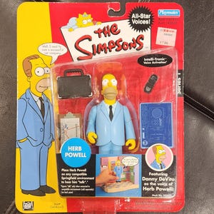 Vintage Playmates, The Simpsons  All Star Voices Action Figure. The Simpsons, Herb Powell Figurine, Series 1