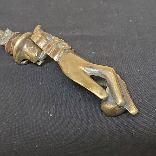 Vintage Brass Hand Door Knocker, Vintage Door Knocker