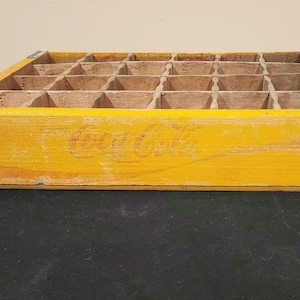 Vintage Coca-Cola Wooden Crate, Yellow Coca-Cola Wooden Crate