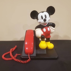 Vintage Mickey Mouse Telephone, Vintage AT&T Disney Landline Telephone, 1990 Mickey Mouse Push Button Telephone