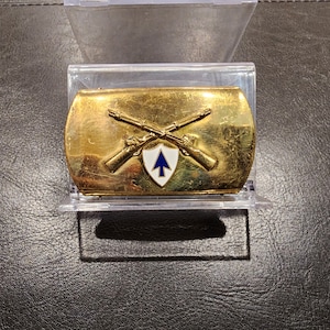 Vintage Brass Belt Buckle, Web Belt Buckle, United States Army Infantry Crossed Rifles Brass Buckle