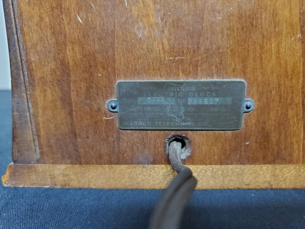 Vintage Telechron Electric Clock. Model 3F55 and Serial Number Etsy