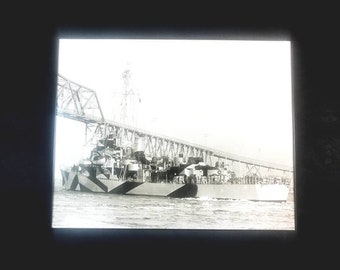 Vintage WWII Naval Warship Photo: Razzle Dazzle Camouflage
