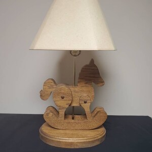 Vintage Wooden Rocking Horse Lamp, Vintage Table Lamp
