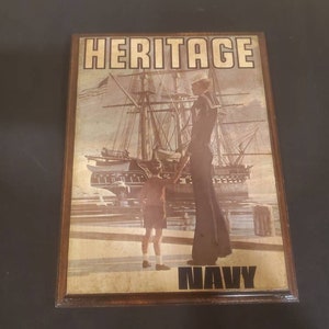 Vintage Navy Heritage Wooden Sign, Navy Recruiting Sign