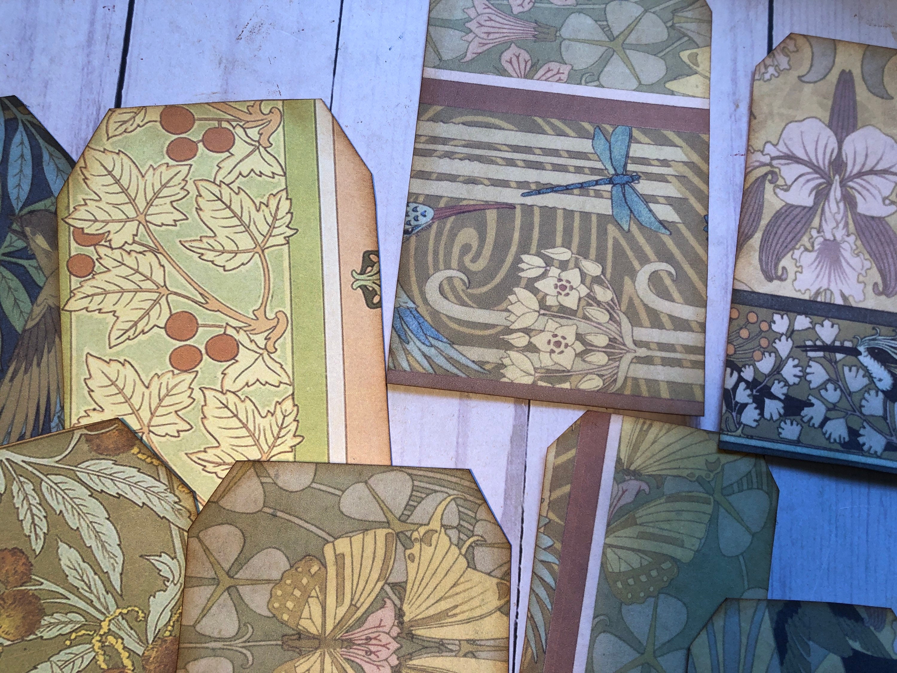 Set of 10 Art Nouveau Style Journal Tags. Journal Ephemera. Etsy