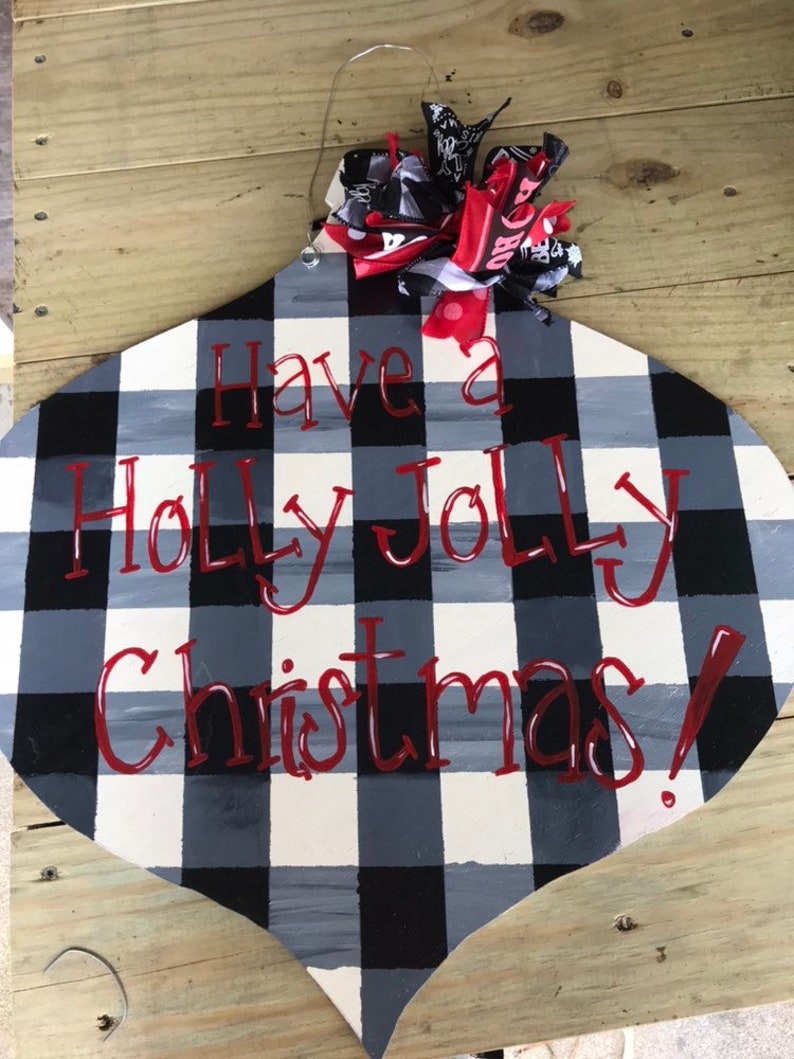 Black and White Buffalo Plaid Ornament