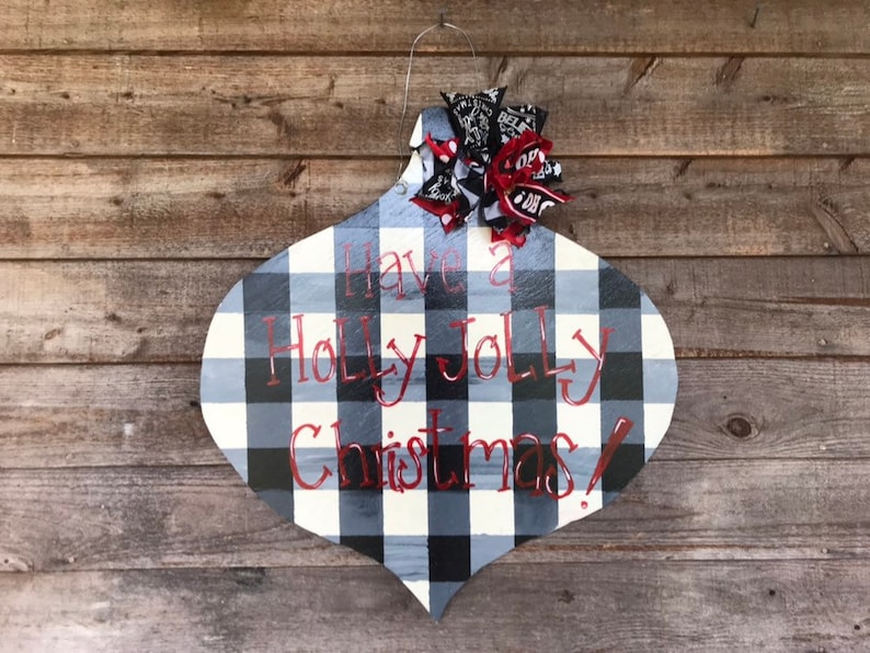 Black and White Buffalo Plaid Ornament