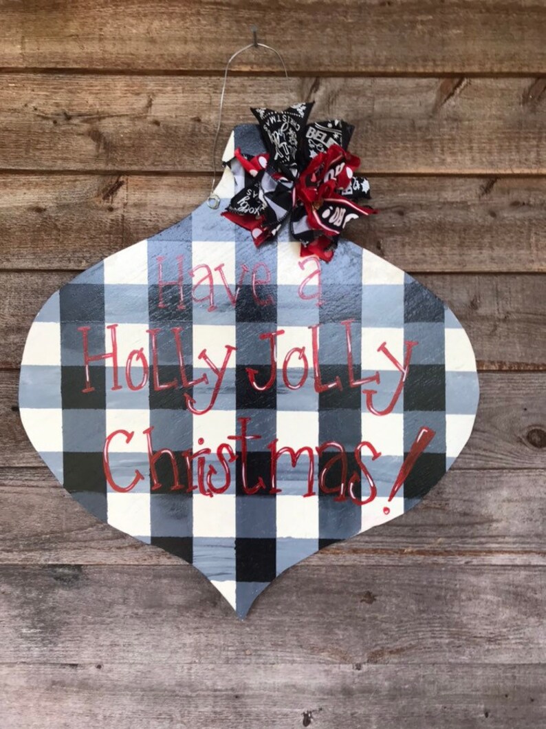 Black and White Buffalo Plaid Ornament