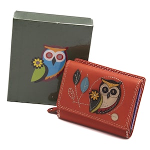 Cartera pequeña de mujer en piel auténtica, monedero, tarjetas, documentos.