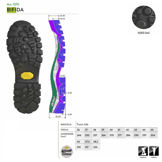 Vibram Bifida 1375 Monobloc Rubber Box Sole, Non-slip