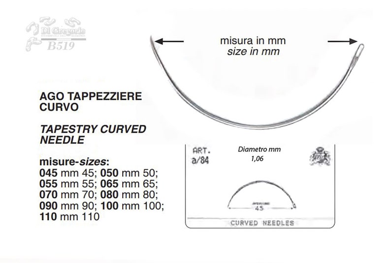 Aghi curvi per cuciture a mano calzolaio tappezziere pellettiere sarto immagine 2