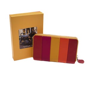 Cartera de mujer en piel auténtica, monedero, tarjetas para documentos.