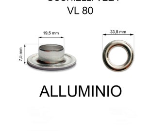 Ojales para vela VL80 Ø 33,8 mm aluminio 100 piezas anillos de metal