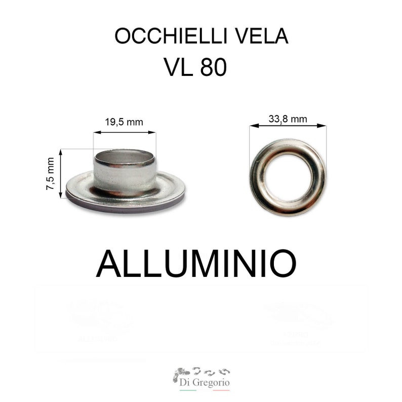 Zeilogen VL80 Ø 33,8 mm aluminium 100 stuks metalen ringen afbeelding 1