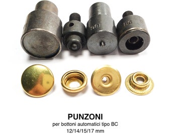 Punzone stampi per bottoni a pressione tipo BC kit 4 parti Ø12-14-15-17mm matrice ricambio per pressa a mano e pinza a pistone