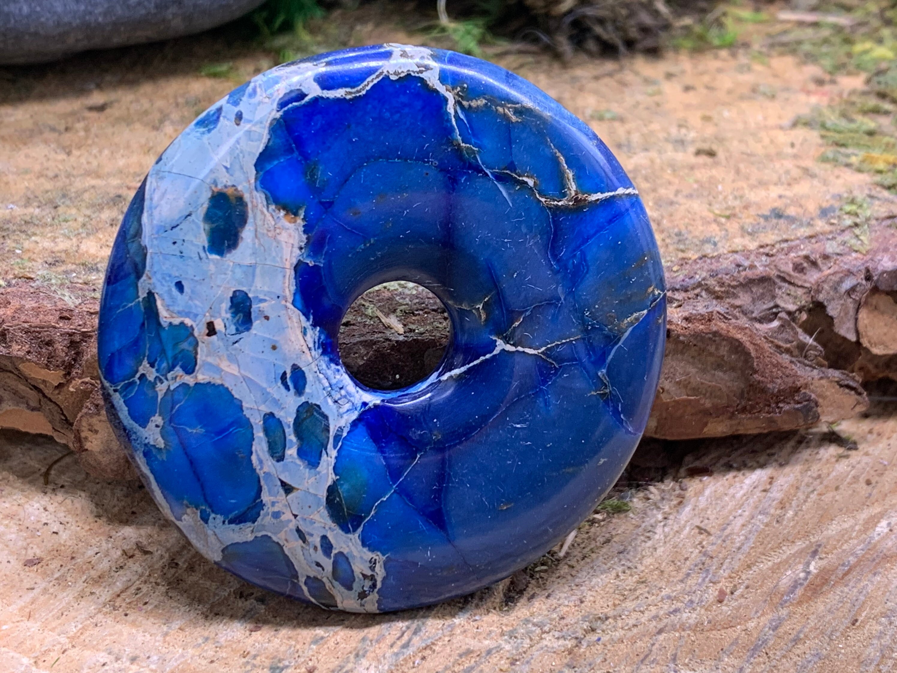 Blue Sea Sediment Jasper (Dyed) 50mm Stone Donut Pendant BSS205