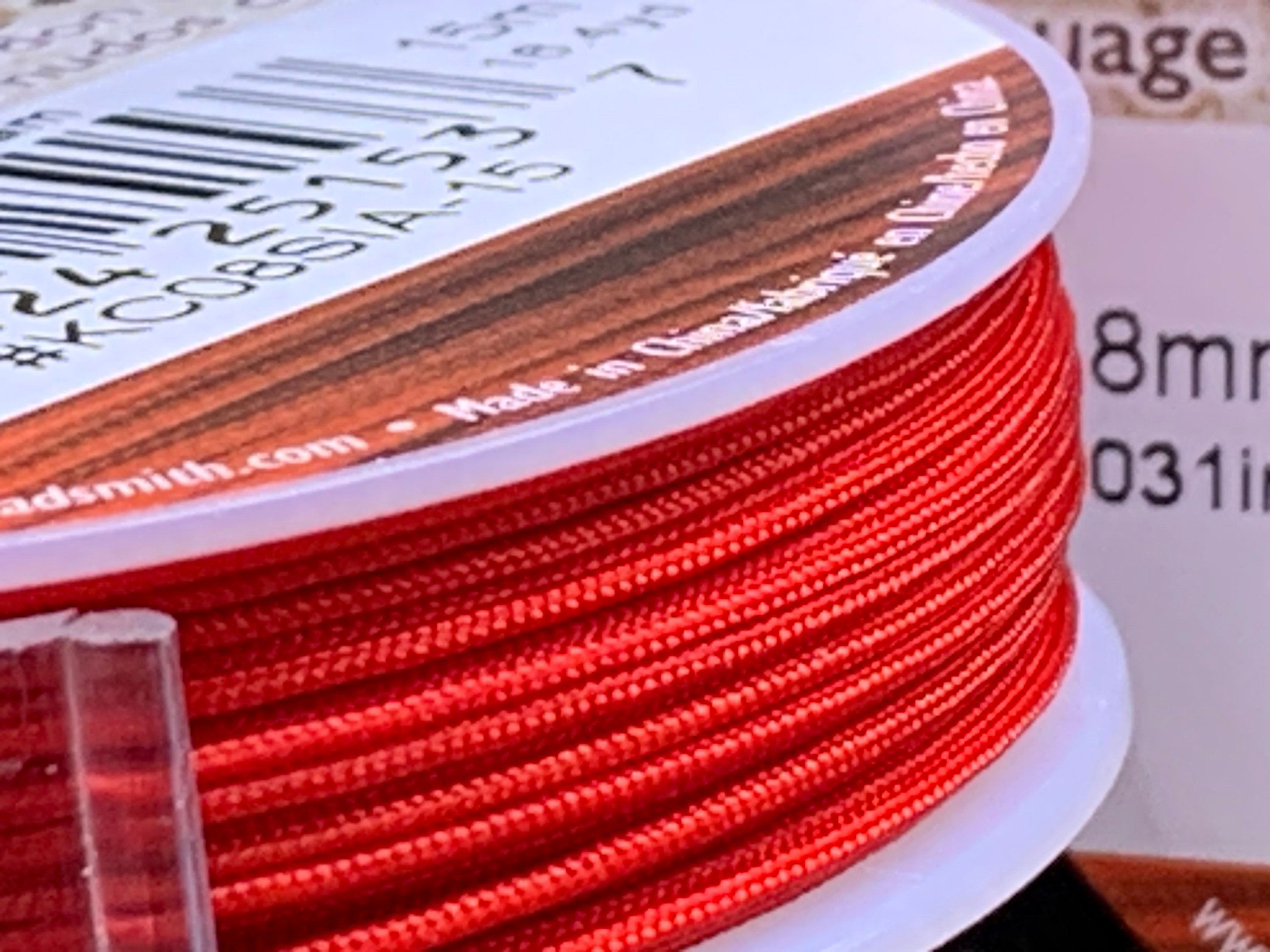 Siam/Red .8mm Chinese Knotting Cord 16.4 yards KnotIt by Bead Smith