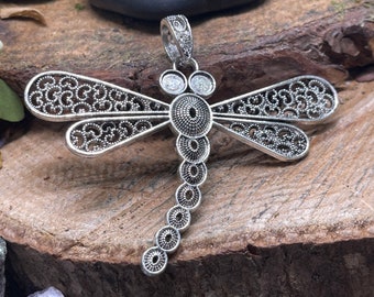 Silver Dragonfly Metal Pendant with 6mm cabochon trays for eyes