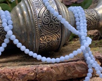 Angelite 4mm Round Beads. 15 inch strand