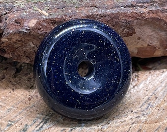 Blue Goldstone Donut Pendant 25mm BG01