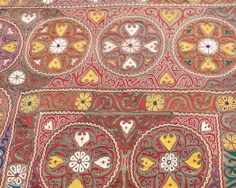 Kazakh Tuskiiz Antique Embroidered Wall Hanging/Mongolian Yurt Tus Kiiz--1948