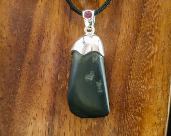 Neolithic Stone Axe Amulet w/Ruby and Sapphire