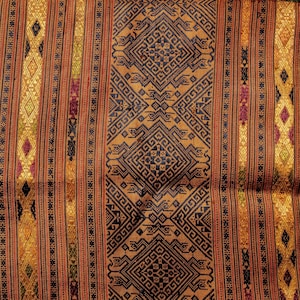 Antique Laotian Silk Wallhanging/ Vintage Laotian Silk Sash/ Antique Woven Silk Hanging
