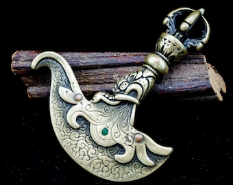 Antique Tibetan Brass Vajrayana Ritual Kartika Flaying Knife