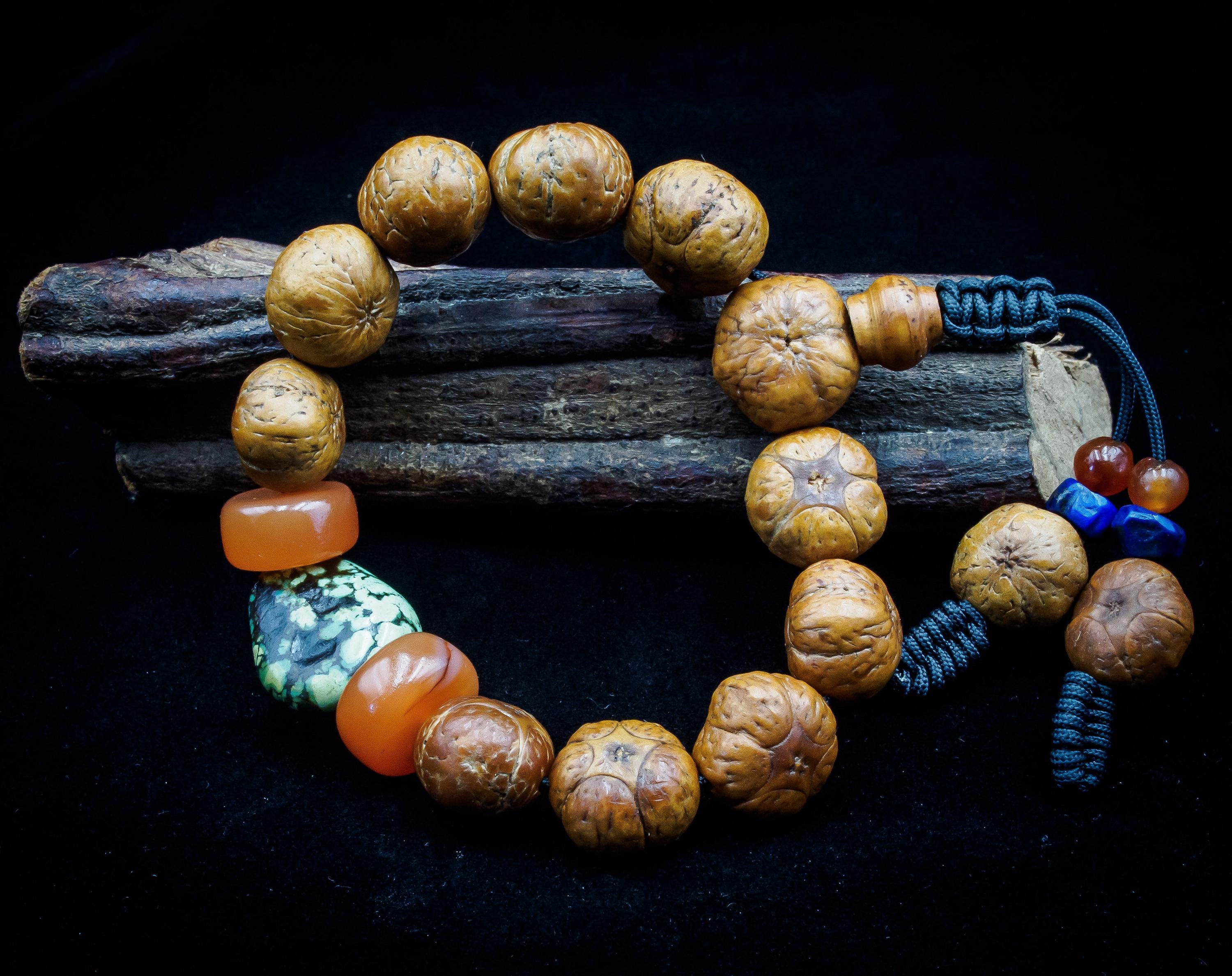 チベットペマラカの花とベネチアンシード 希少な五眼菩提樹の種子、ペマラカカーネリアン、チベット