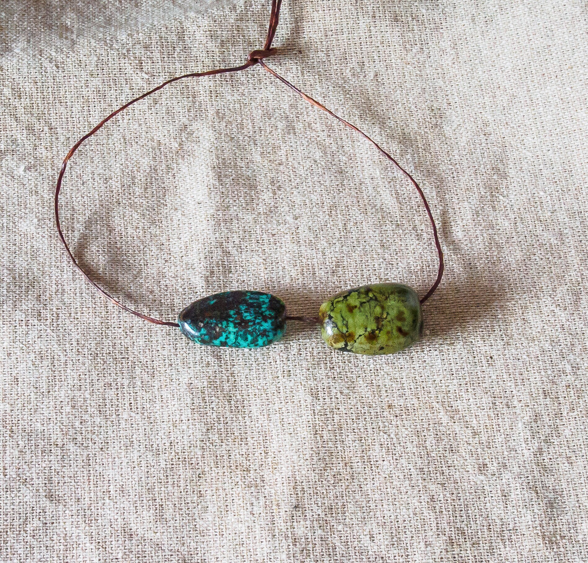 アンティークチベットターコイズビーズペア：レアジュエリーサプライ