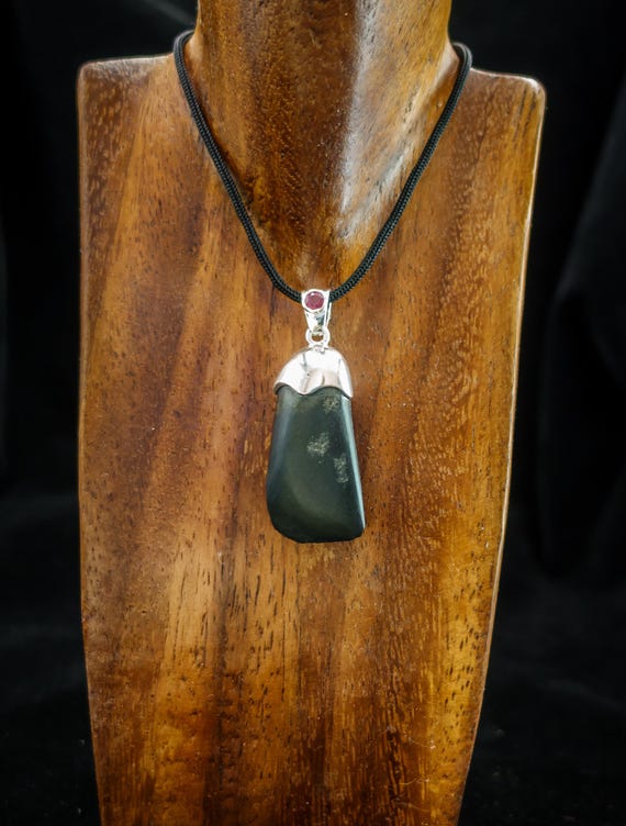 Neolithic Stone Axe Amulet w/Ruby and Sapphire