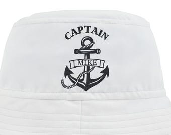 Personalized Captain Boating Bucket Hat - Nautical Sailboat Cap, Custom Sailor Sun Hat, Embroidered Fishing Headwear, Summer Beach