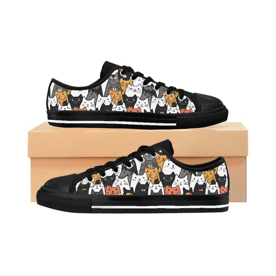 Cute Cat Face Sneakers, Cat Lover Gift, Animal Print Shoes, Fun
